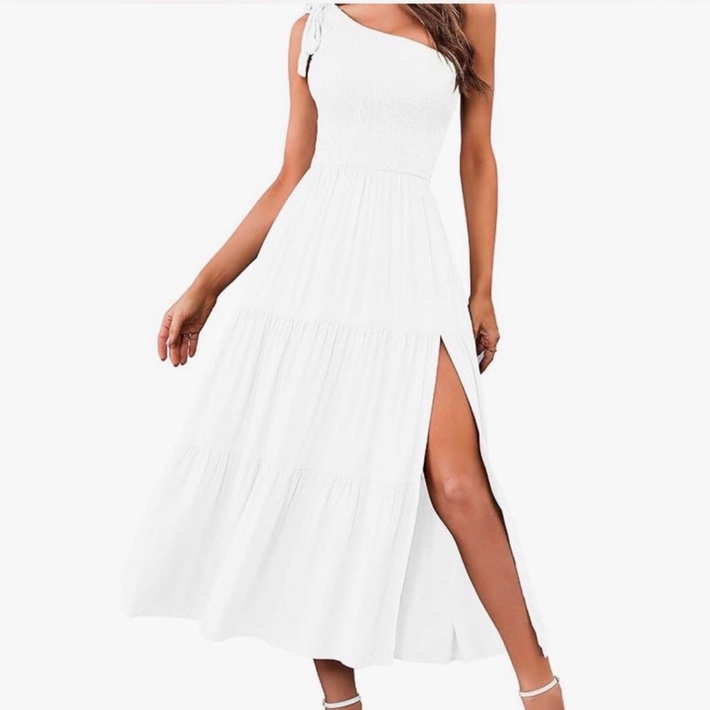 Amazon White One-Shoulder Dress
